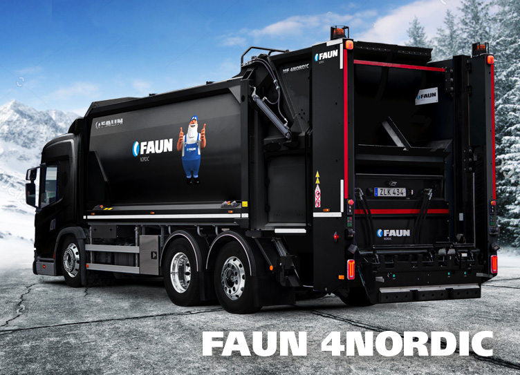 FAUN 4Nordic skraldebil i vintermiljø