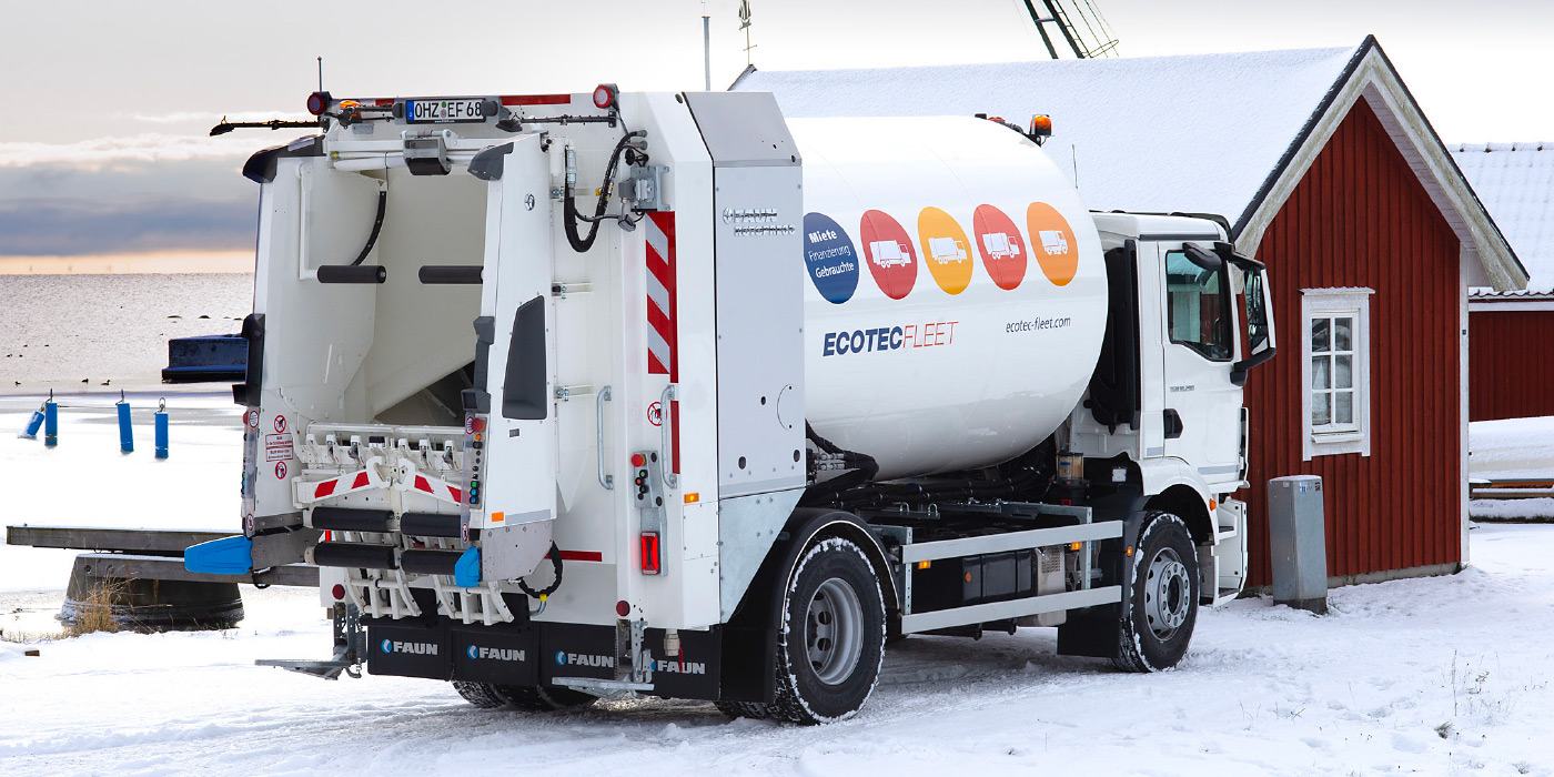 FAUN ROTOPRESS skraldebil i vintermiljø